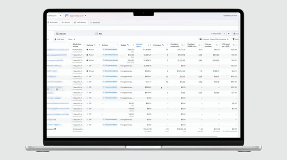 Campaign performance analytics on a laptop
